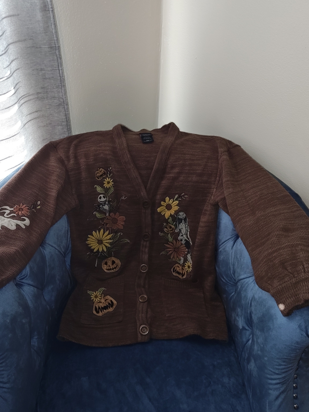 Her Universe Brown Embroidered Halloween Floral Cardigan